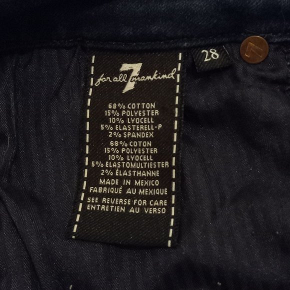 7 FOR ALL MANKIND - FLARED JEANS - DARK DENIM - SIZE 28 (EUC) - Picture 3 of 3